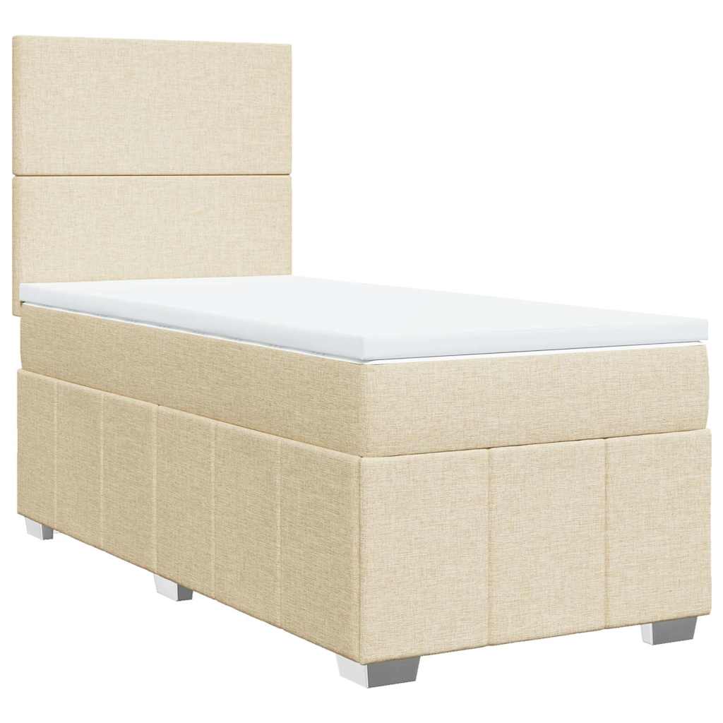 kontinentalseng med madras 80x200 cm stof cremefarvet