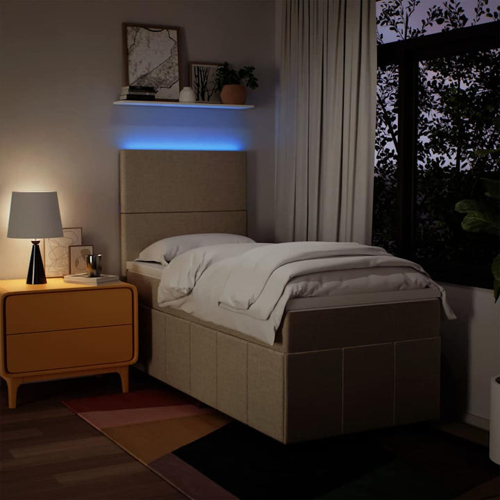 kontinentalseng med madras 80x200 cm stof cremefarvet