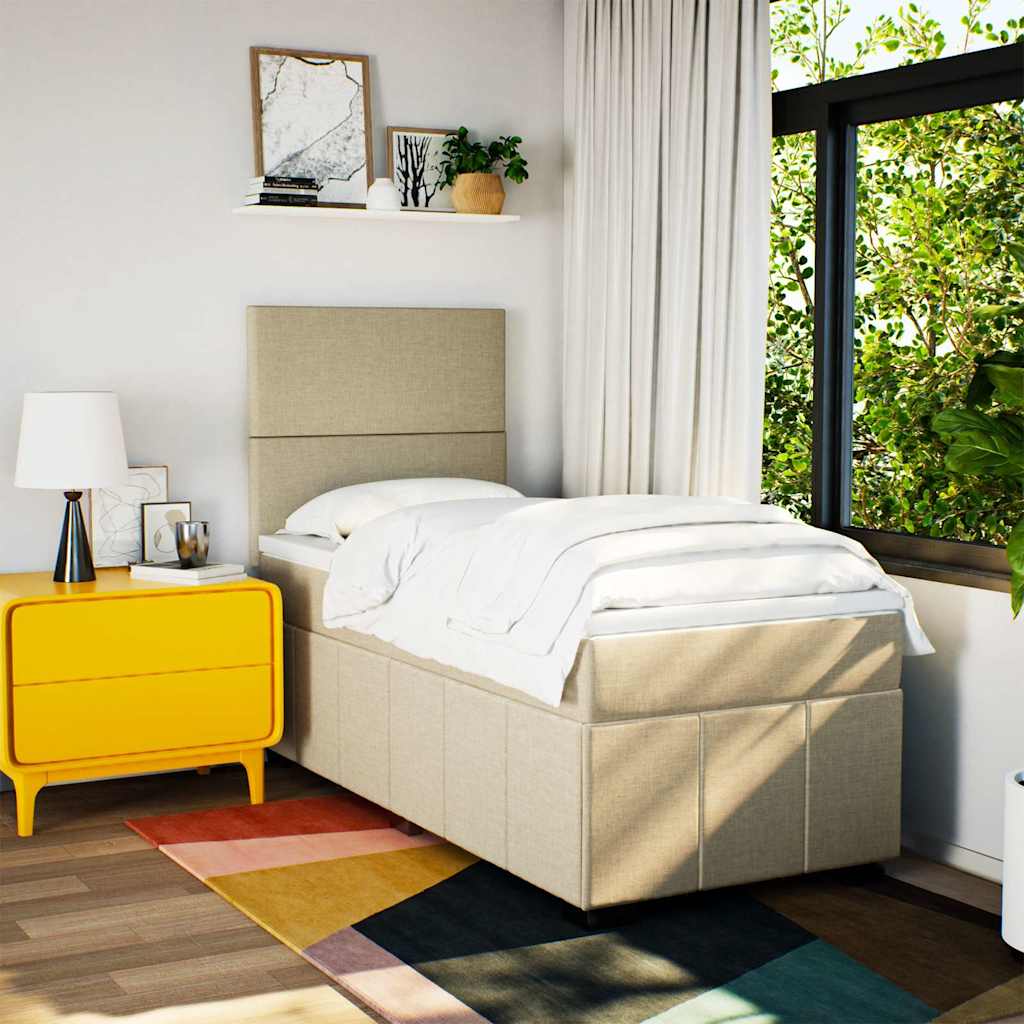 kontinentalseng med madras 80x200 cm stof cremefarvet