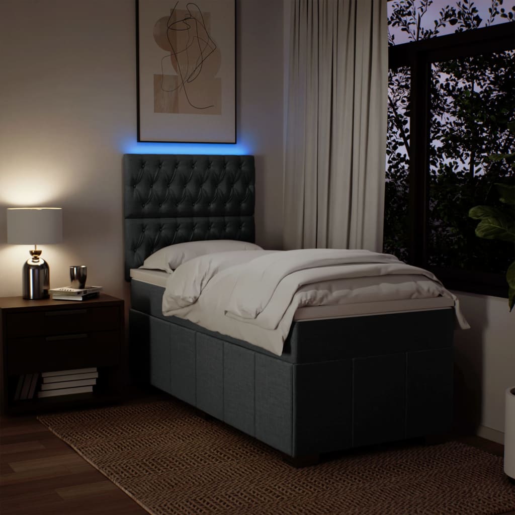 kontinentalseng med madras 80x200 cm stof mørkegrå