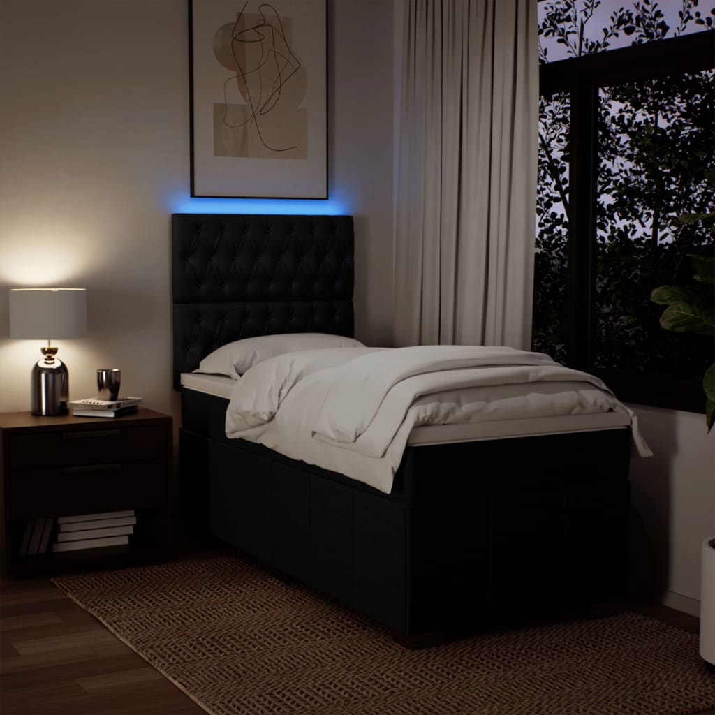 kontinentalseng med madras 80x200 cm stof sort