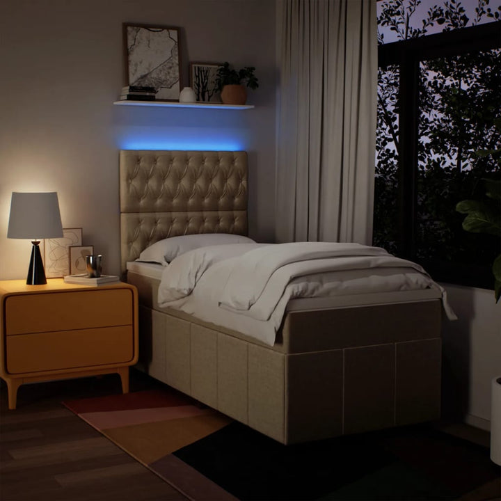 kontinentalseng med madras 80x200 cm stof cremefarvet