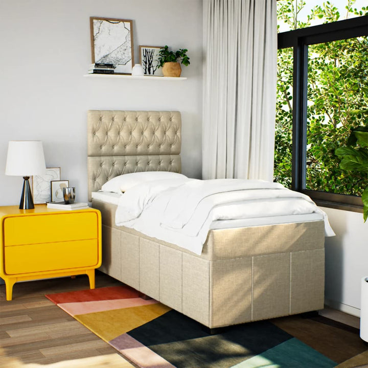 kontinentalseng med madras 80x200 cm stof cremefarvet