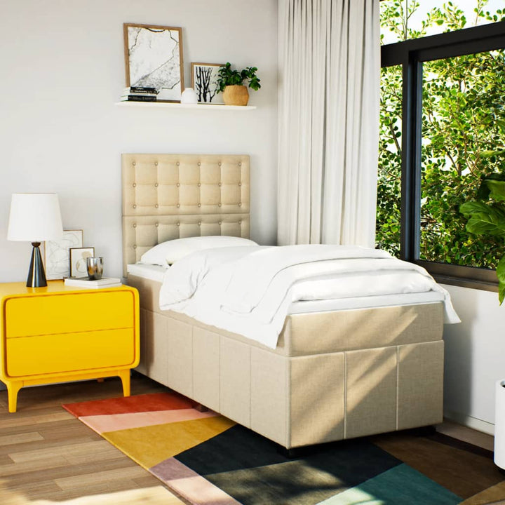 kontinentalseng med madras 80x200 cm stof cremefarvet