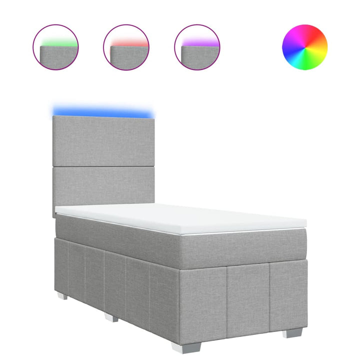 kontinentalseng med madras 90x190 cm stof lysegrå