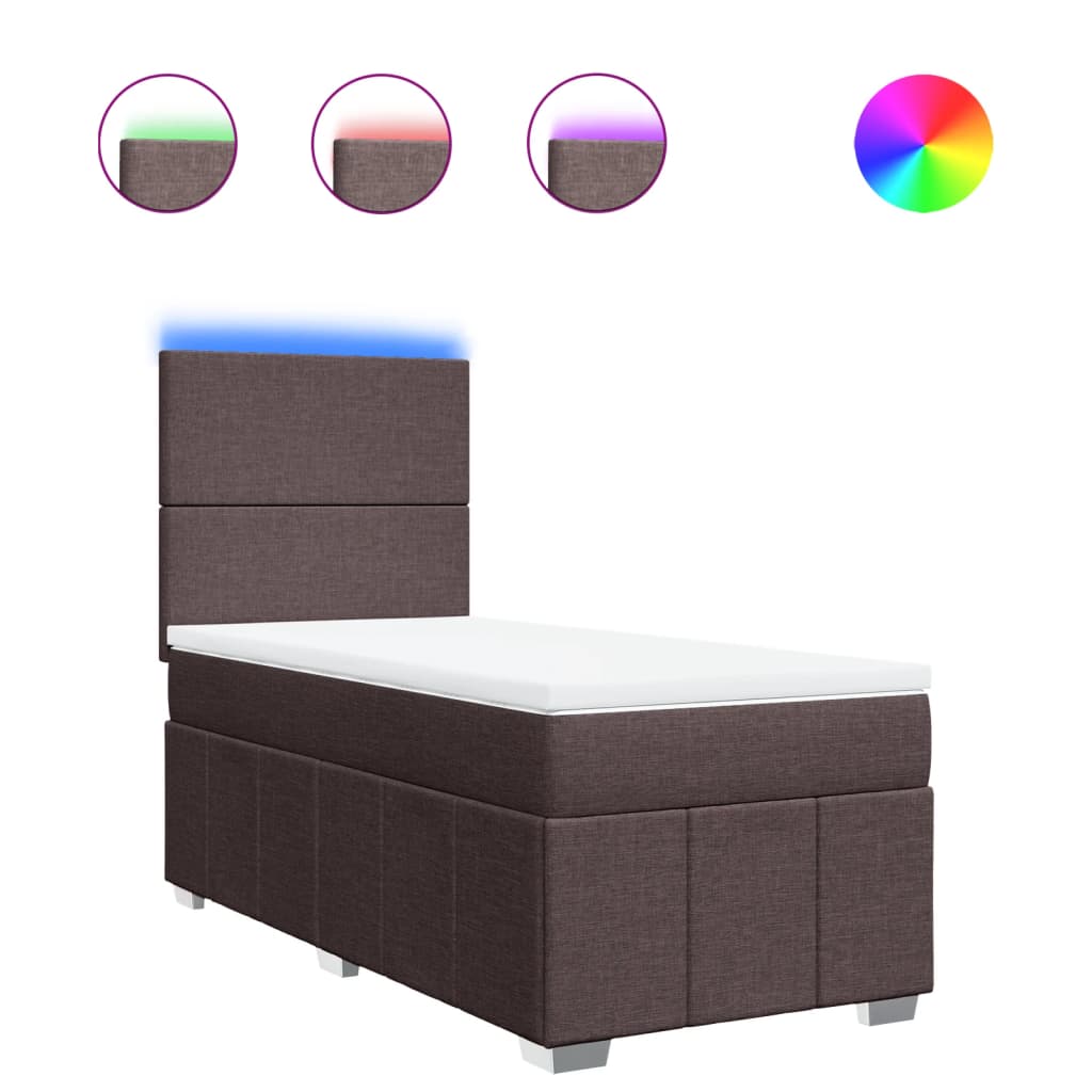 kontinentalseng med madras 90x190 cm stof mørkebrun