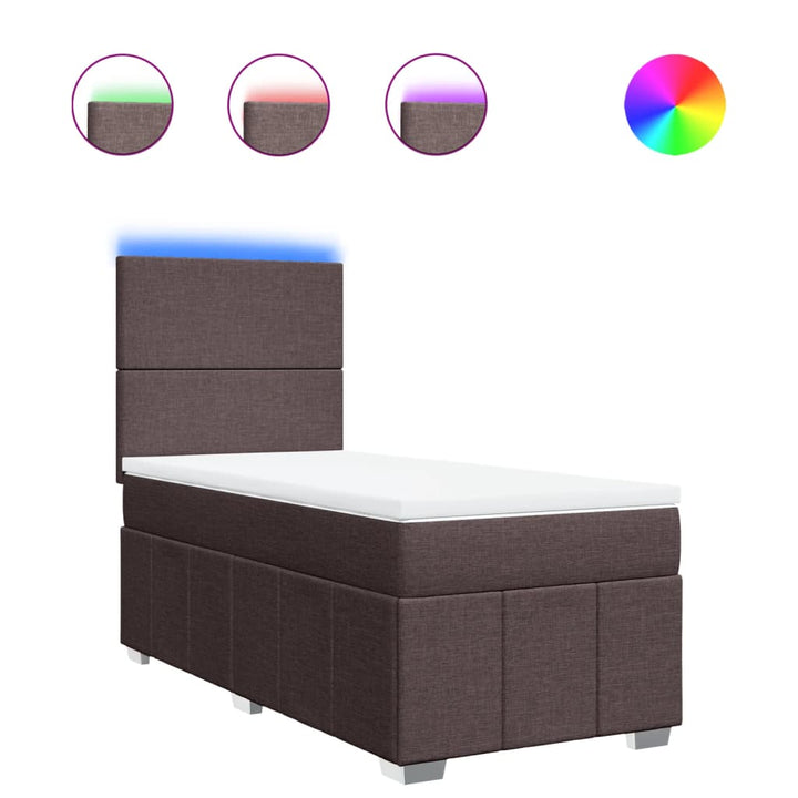 kontinentalseng med madras 90x190 cm stof mørkebrun