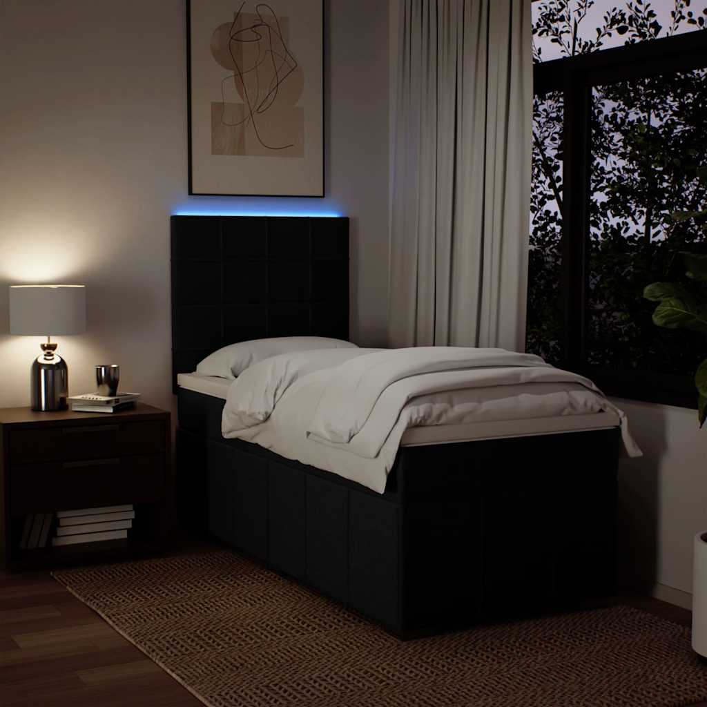 kontinentalseng med madras 90x190 cm stof sort
