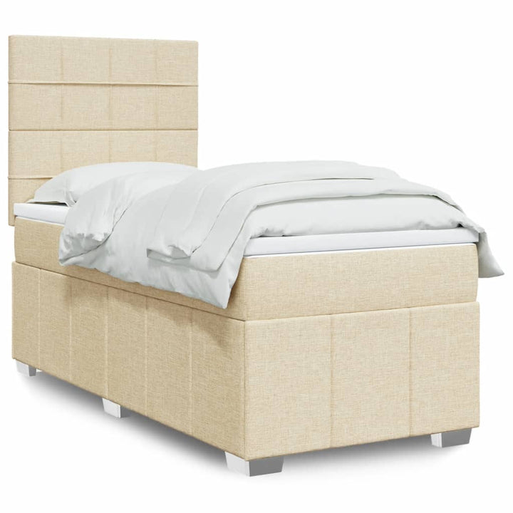kontinentalseng med madras 90x190 cm stof cremefarvet
