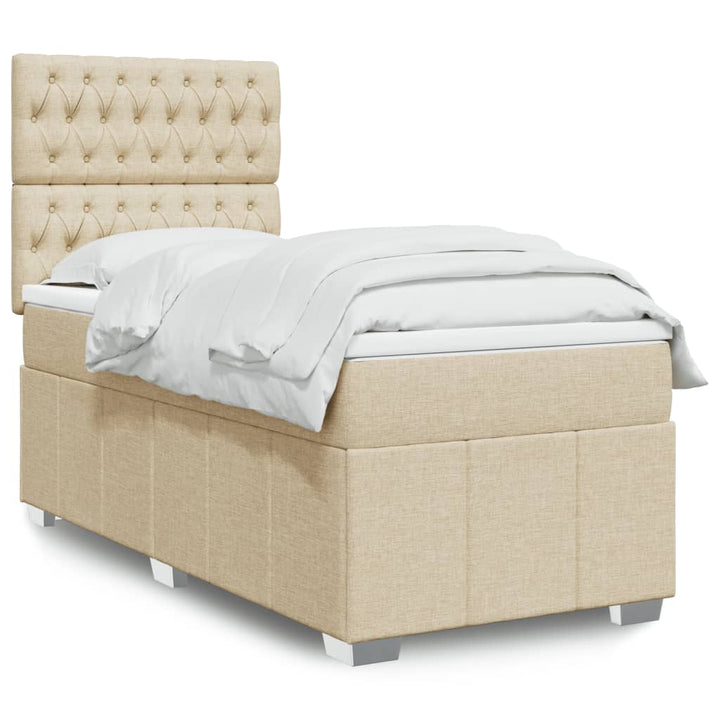 kontinentalseng med madras 90x190 cm stof cremefarvet
