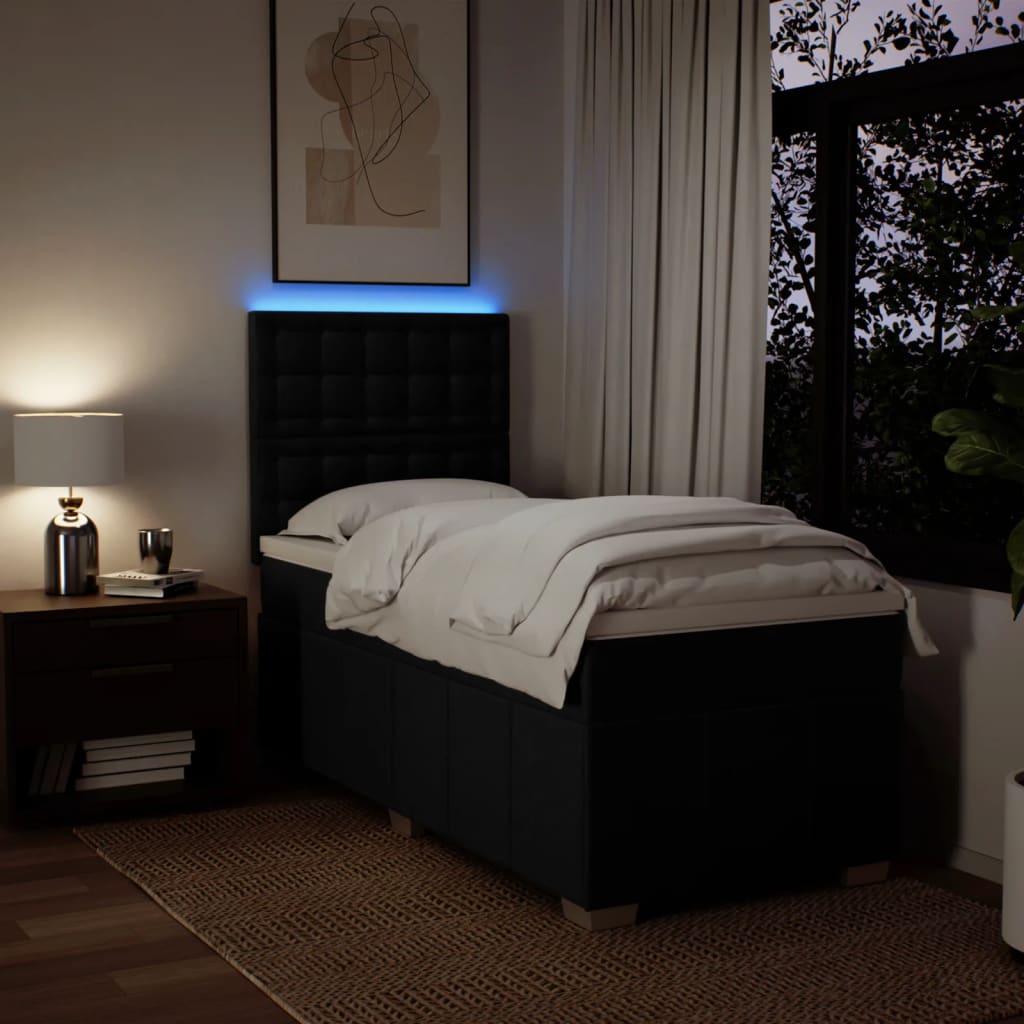 kontinentalseng med madras 90x190 cm stof sort