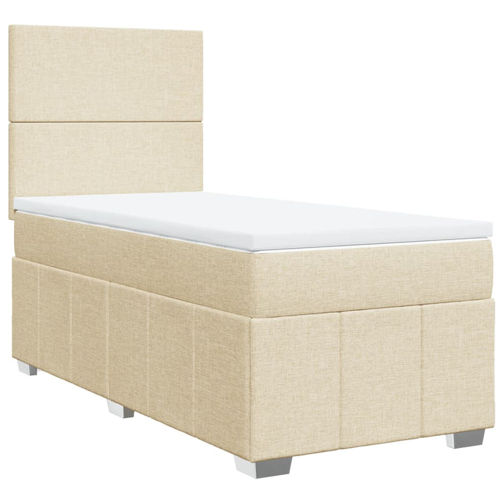kontinentalseng med madras 90x200 cm stof cremefarvet