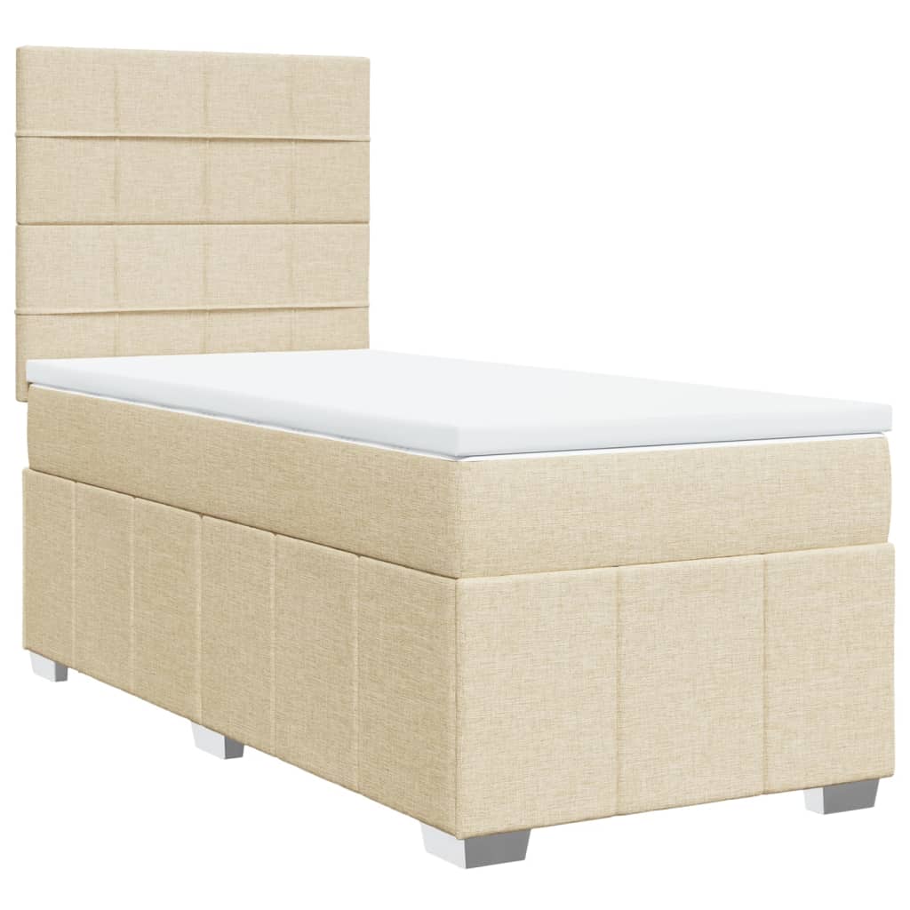 kontinentalseng med madras 90x200 cm stof cremefarvet