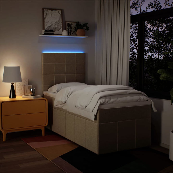 kontinentalseng med madras 90x200 cm stof cremefarvet