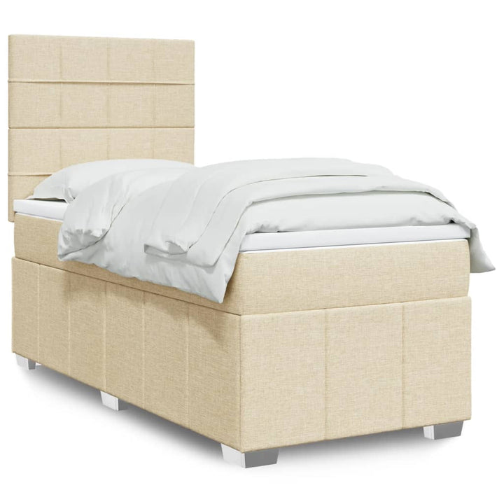 kontinentalseng med madras 90x200 cm stof cremefarvet