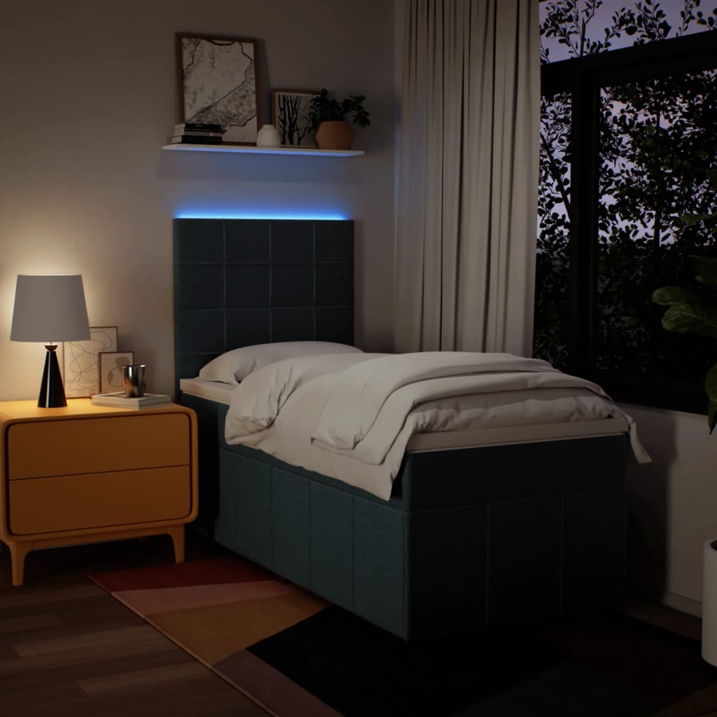 kontinentalseng med madras 90x200 cm stof blå