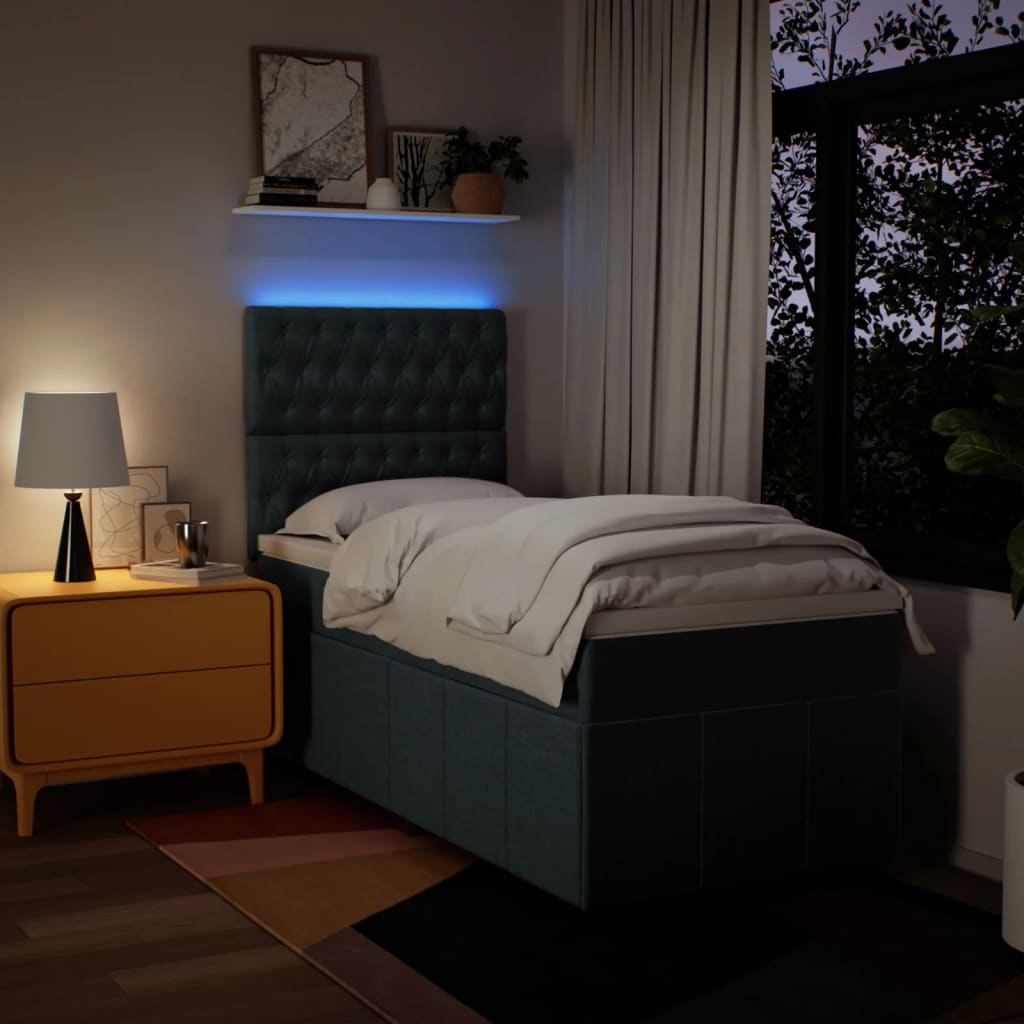 kontinentalseng med madras 90x200 cm stof blå
