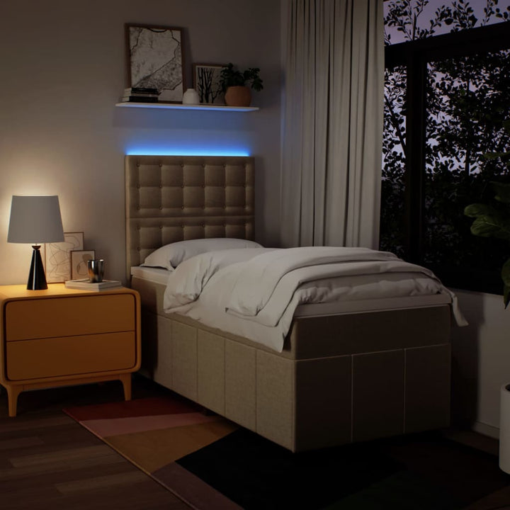 kontinentalseng med madras 90x200 cm stof cremefarvet