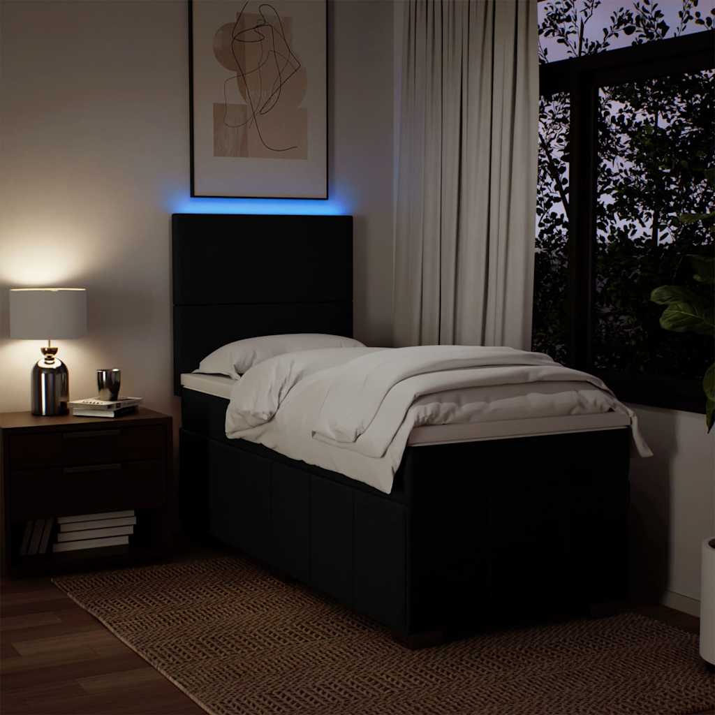 kontinentalseng med madras 100x200 cm stof sort