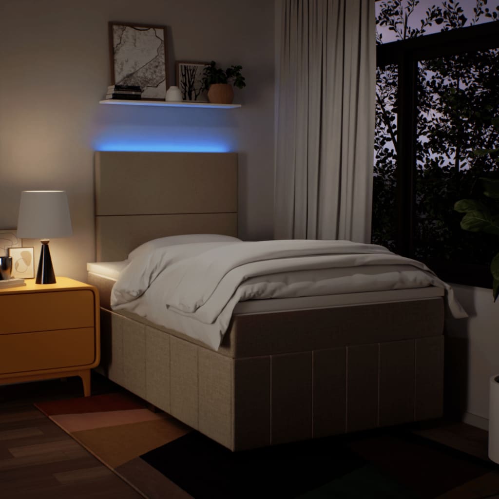 kontinentalseng med madras 120x190 cm stof cremefarvet