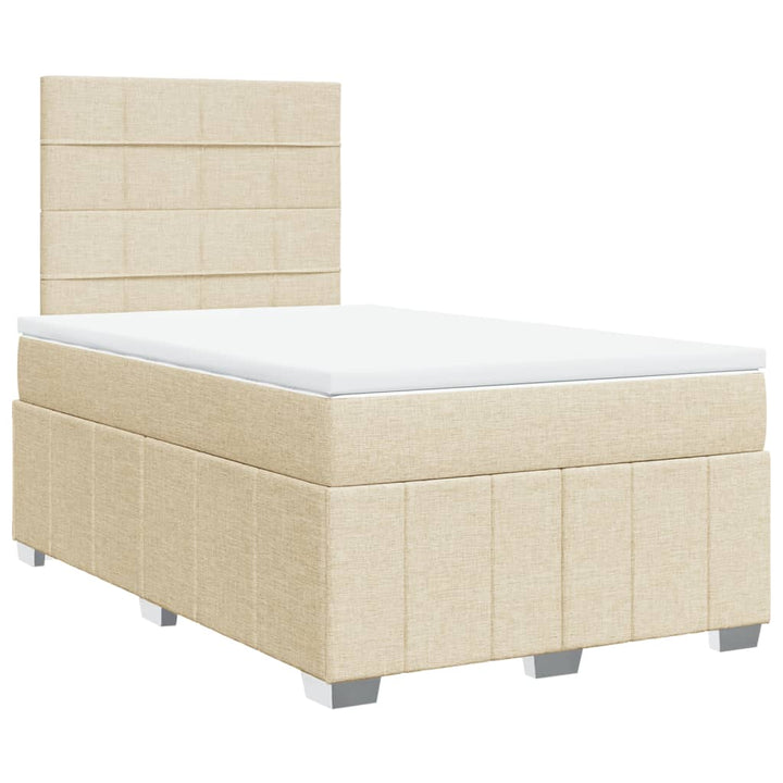 kontinentalseng med madras 120x190 cm stof cremefarvet
