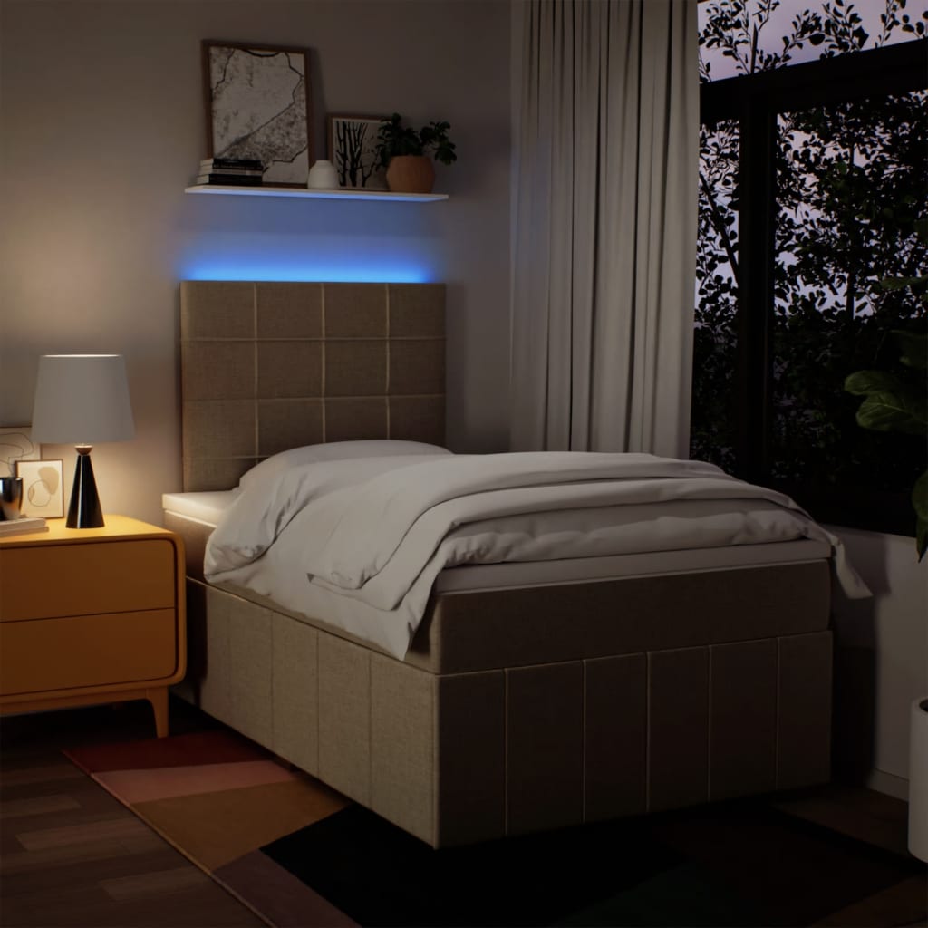 kontinentalseng med madras 120x190 cm stof cremefarvet