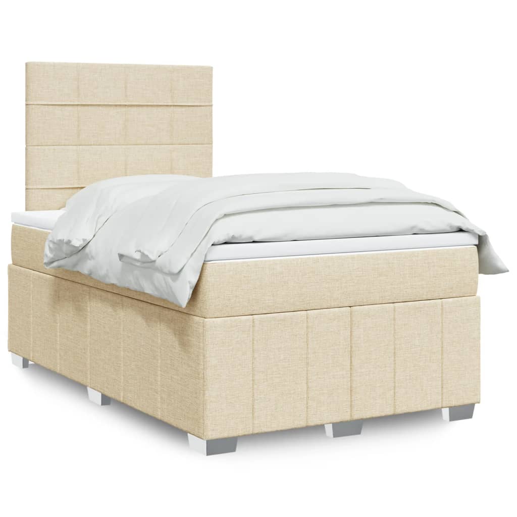 kontinentalseng med madras 120x190 cm stof cremefarvet