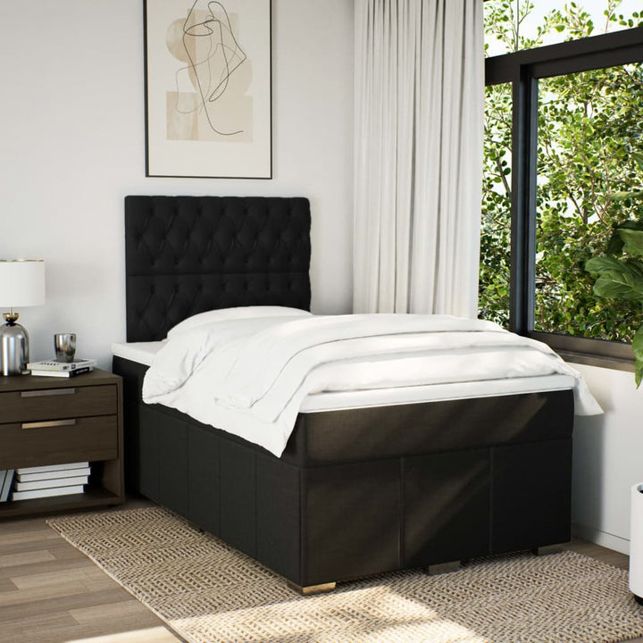 kontinentalseng med madras 120x190 cm stof sort