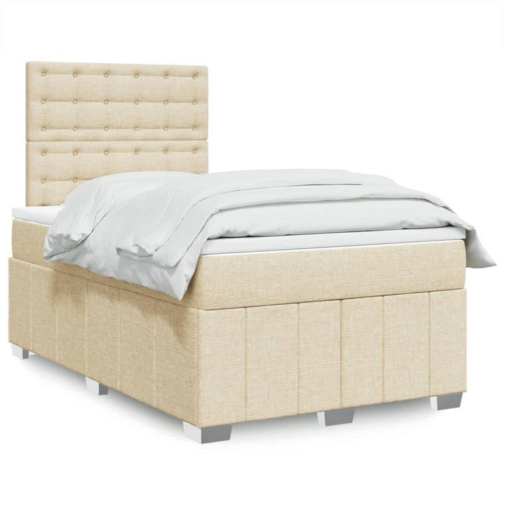 kontinentalseng med madras 120x190 cm stof cremefarvet