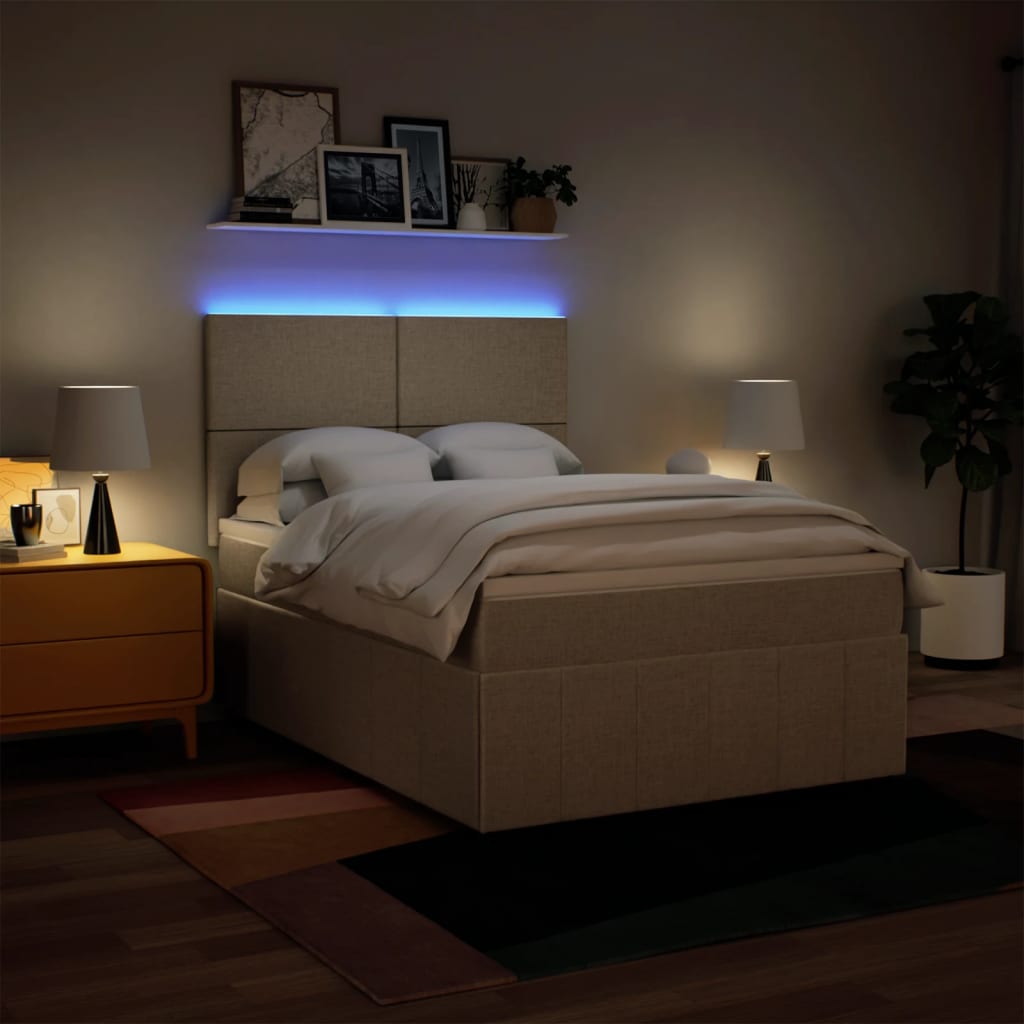kontinentalseng med madras 140x190 cm stof cremefarvet