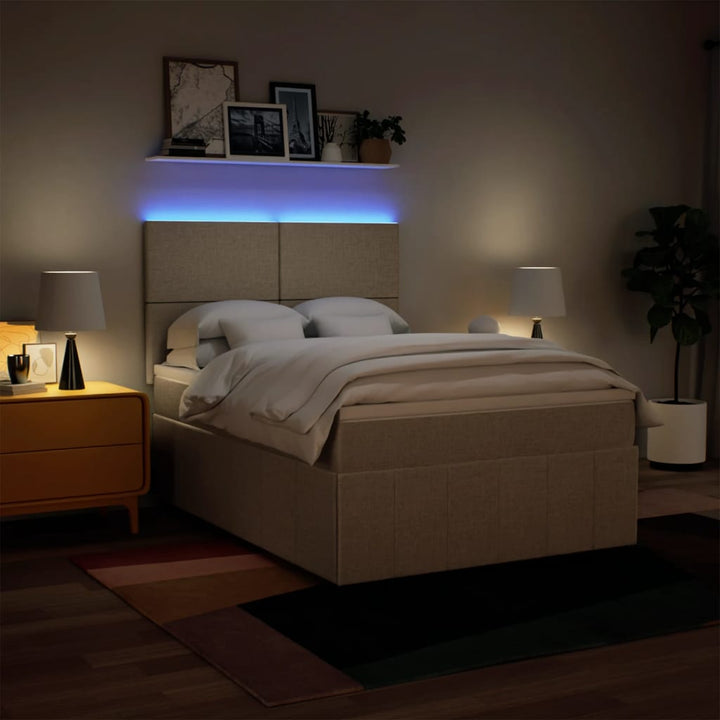 kontinentalseng med madras 140x190 cm stof cremefarvet