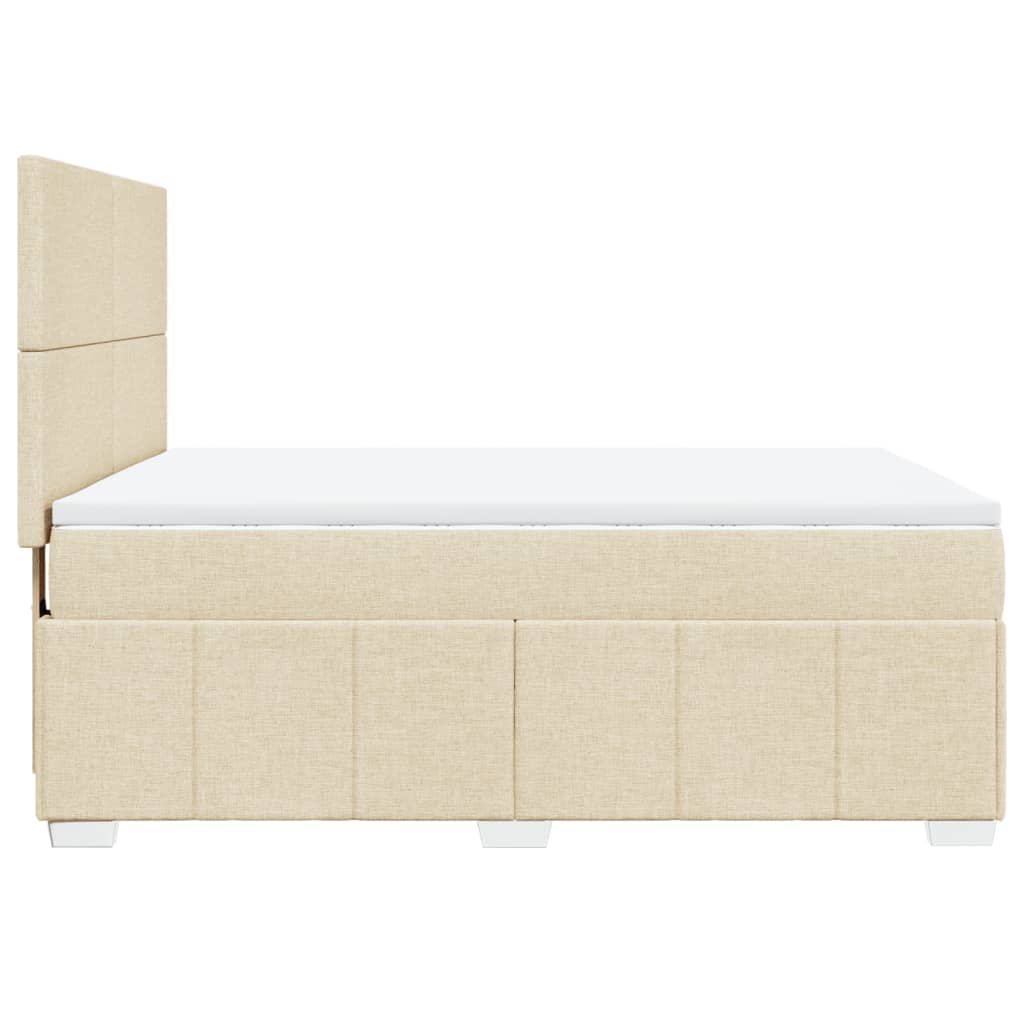 kontinentalseng med madras 140x190 cm stof cremefarvet