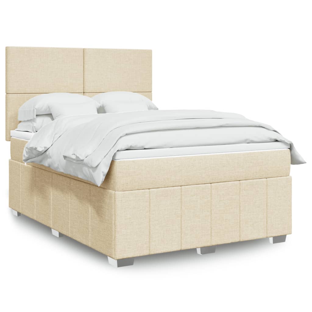 kontinentalseng med madras 140x190 cm stof cremefarvet