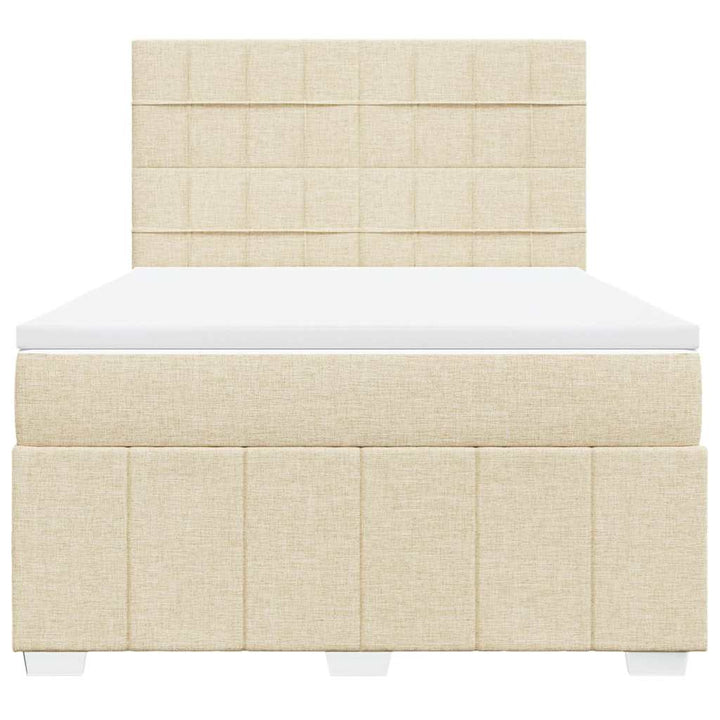 kontinentalseng med madras 140x190 cm stof cremefarvet