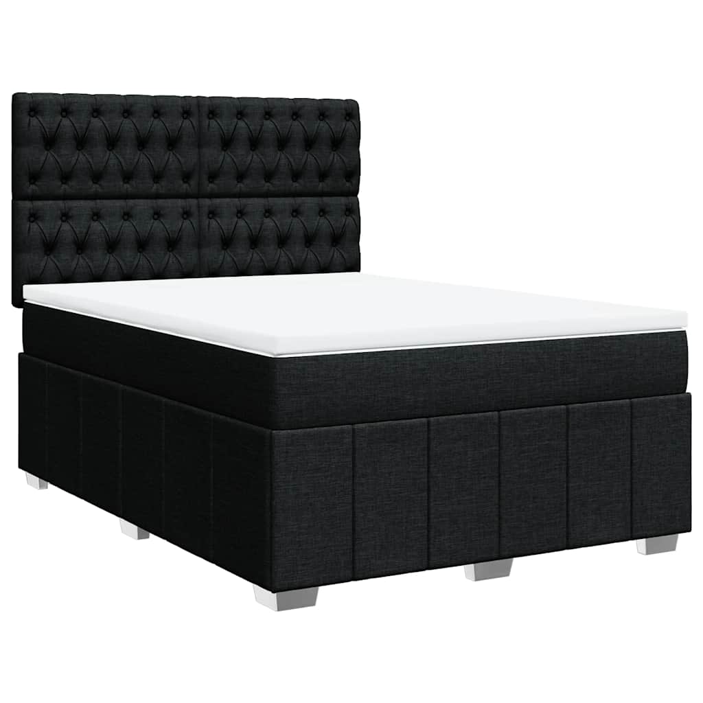 kontinentalseng med madras 140x190 cm stof sort