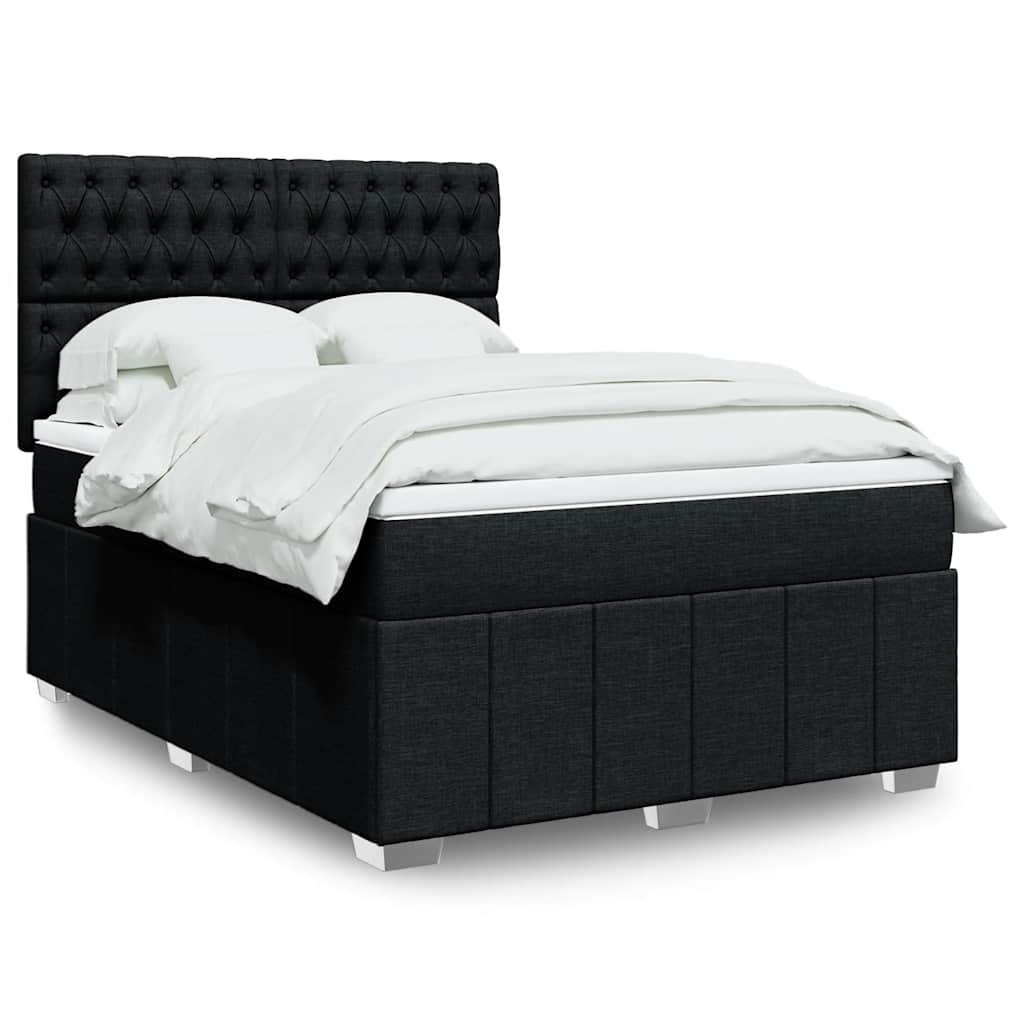 kontinentalseng med madras 140x190 cm stof sort