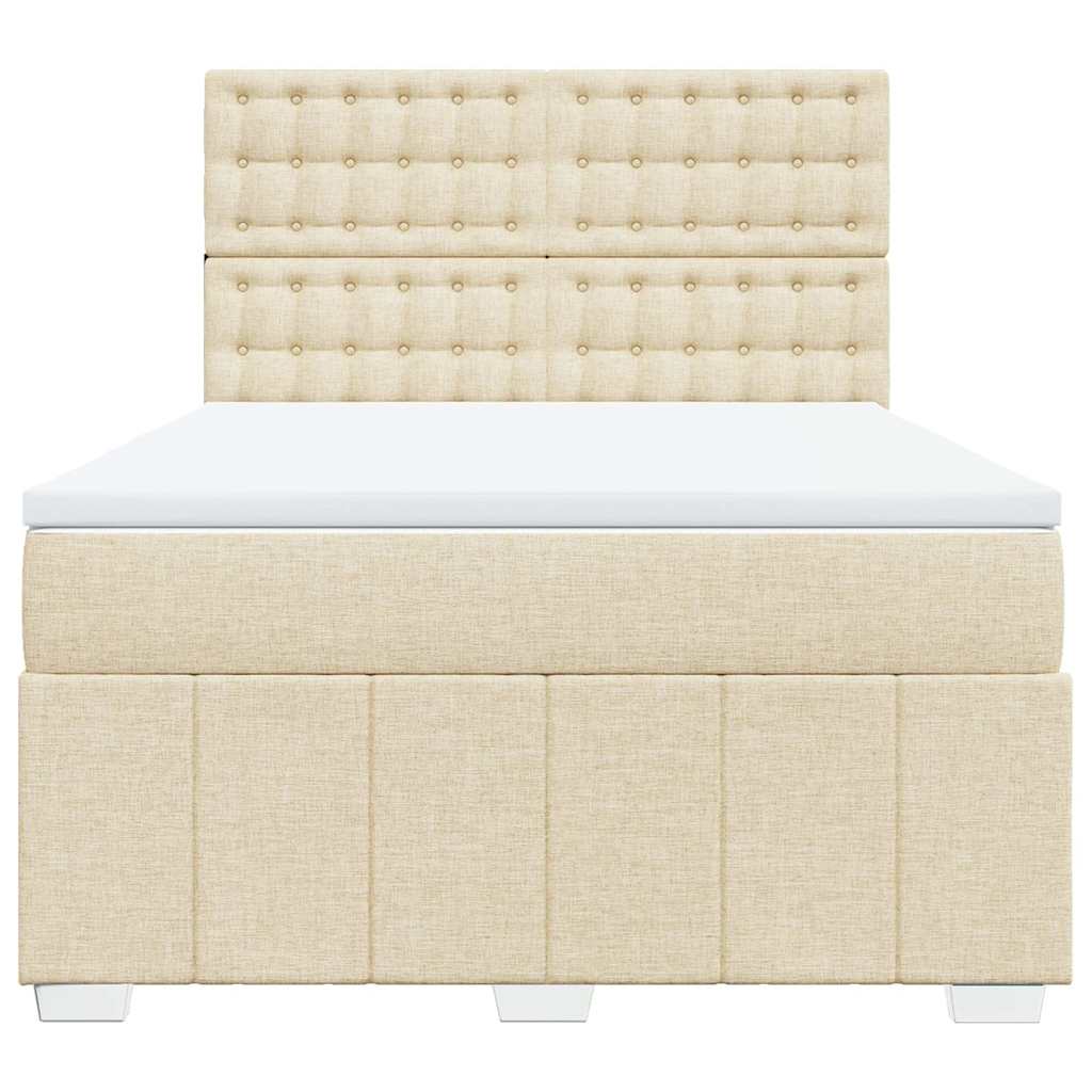 kontinentalseng med madras 140x190 cm stof cremefarvet