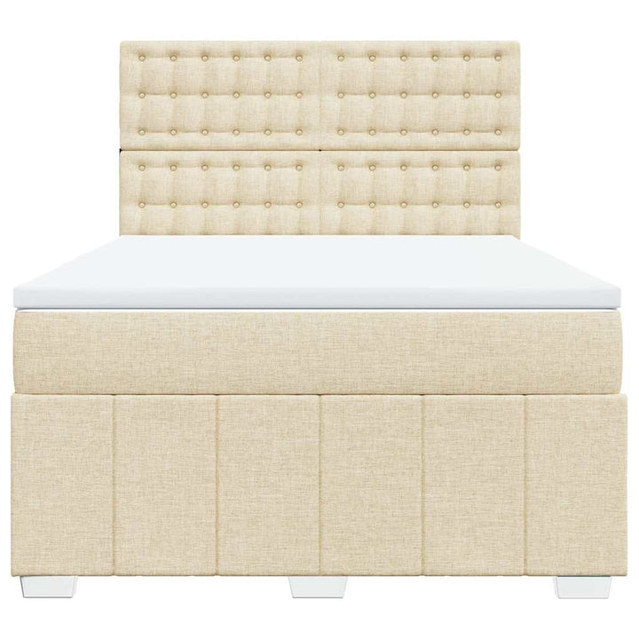 kontinentalseng med madras 140x190 cm stof cremefarvet