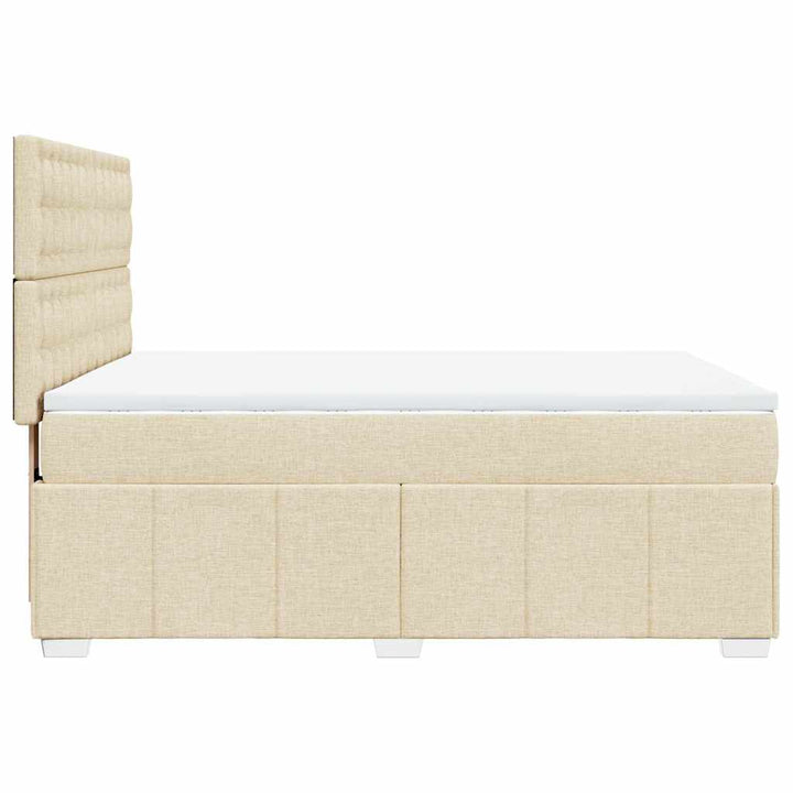kontinentalseng med madras 140x190 cm stof cremefarvet
