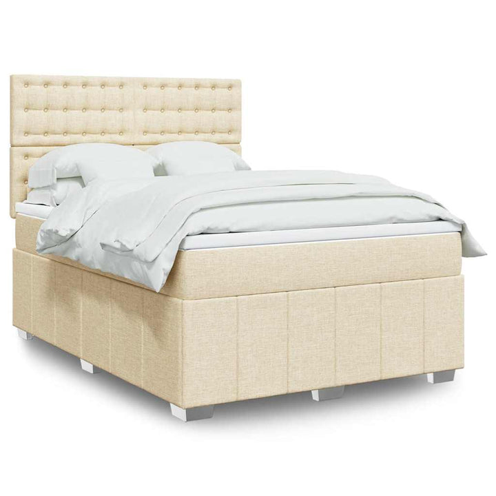 kontinentalseng med madras 140x190 cm stof cremefarvet