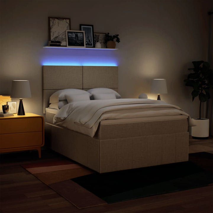 kontinentalseng med madras 140x200 cm stof cremefarvet