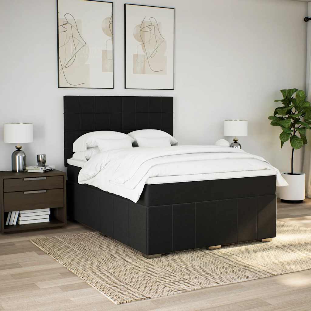 kontinentalseng med madras 140x200 cm stof sort
