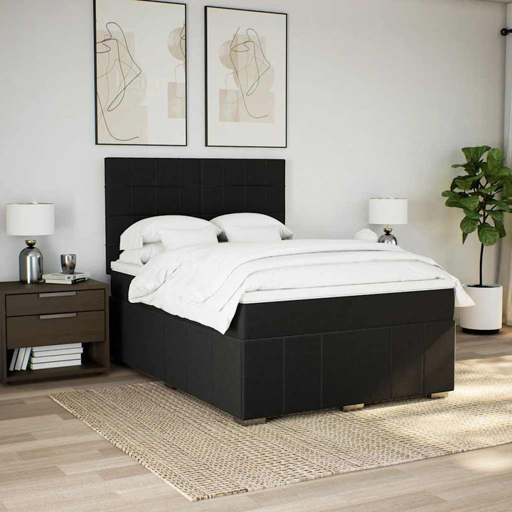 kontinentalseng med madras 140x200 cm stof sort