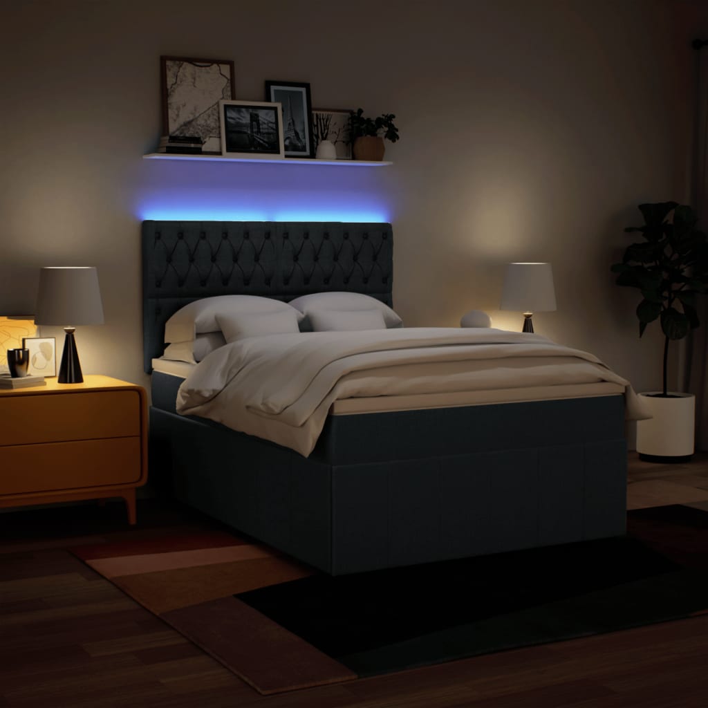 kontinentalseng med madras 140x200 cm stof blå