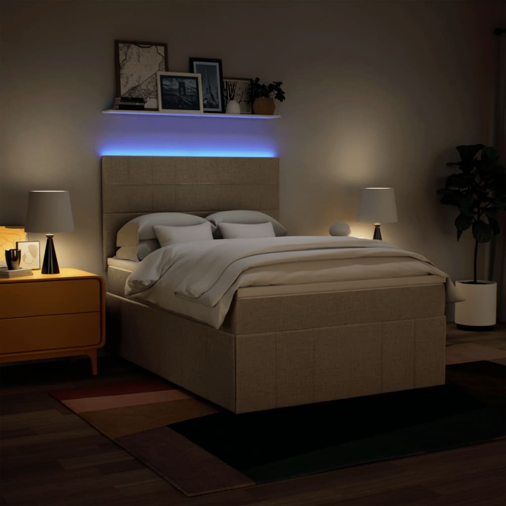 kontinentalseng med madras 160x200 cm stof cremefarvet