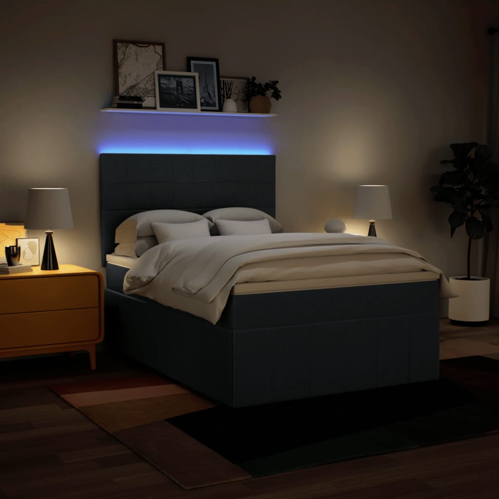 kontinentalseng med madras 160x200 cm stof blå