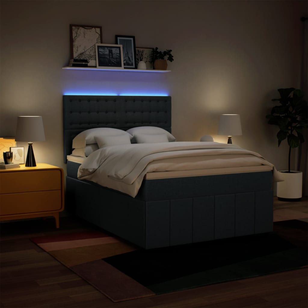 kontinentalseng med madras 160x200 cm stof blå