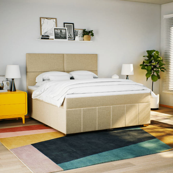 kontinentalseng med madras 180x200 cm stof cremefarvet