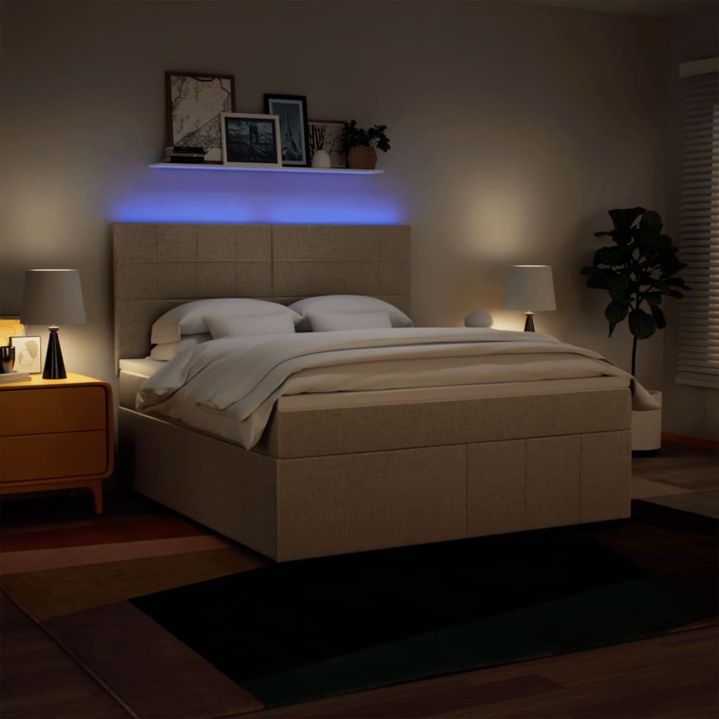 kontinentalseng med madras 180x200 cm stof cremefarvet