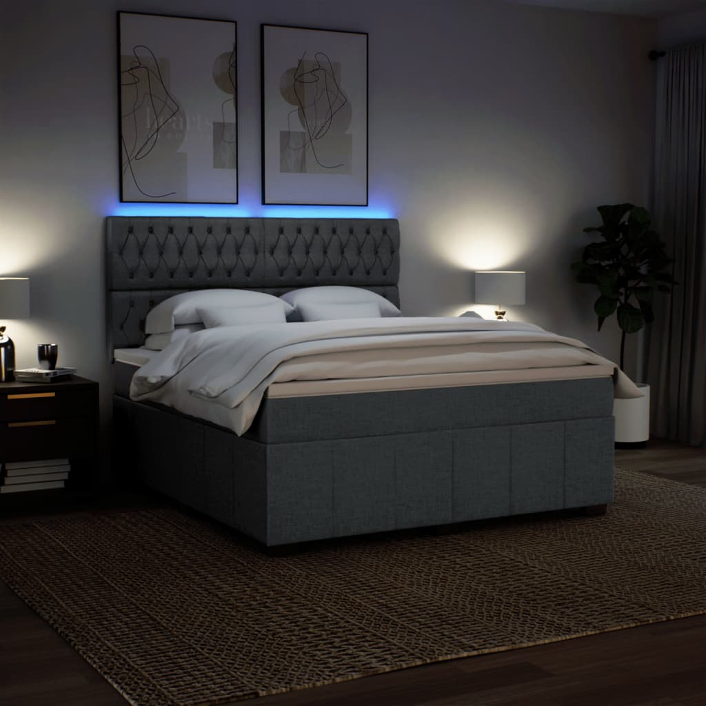 kontinentalseng med madras 180x200 cm stof mørkegrå